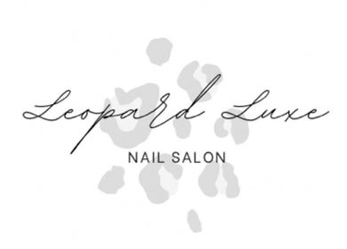 Leopard Luxe Nails logo featuring elegant script and leopard print in Barnsley, England, GB.