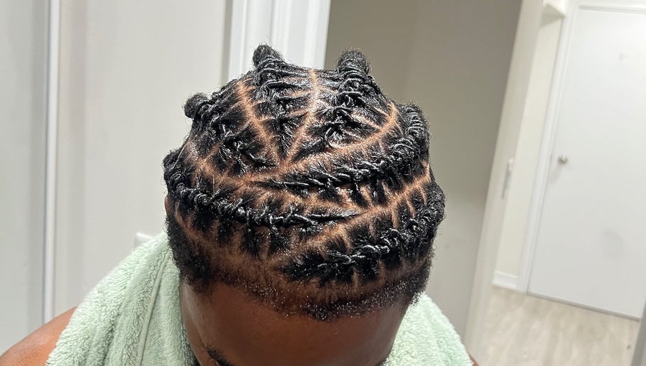 Close-up of intricate braids at Fav_Ottawa_braider, Ottawa, Ontario, CA.
