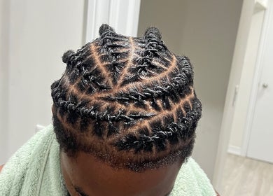 Close-up of intricate braids at Fav_Ottawa_braider, Ottawa, Ontario, CA.