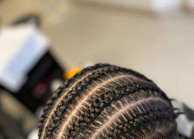Close-up of intricate braids at Fav_Ottawa_braider, Ottawa, Ontario, CA.
