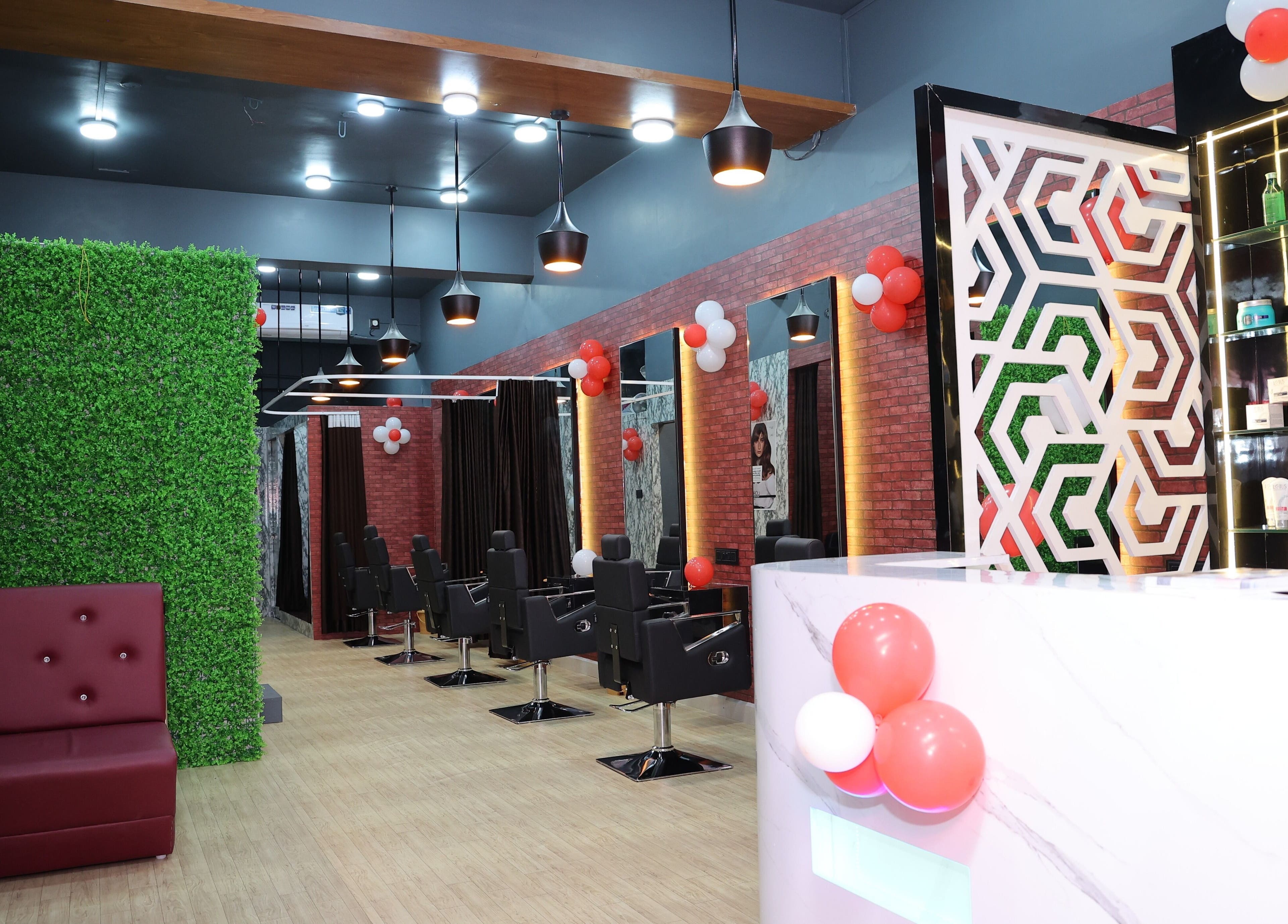 Elegant interior of eefaunisexsalon in Hubballi, Karnataka, IN featuring modern styling chairs and decor.
