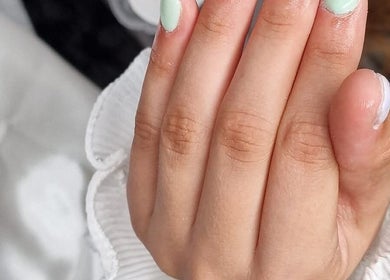 Stylish mint manicure at BeYouBeauty in Larne, Northern Ireland, GB. Perfect for a fresh, elegant look.