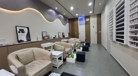 Layali Al Zahra Beauty Salon L.L.C in Dubai, Dubai, AE, features a chic nail service area with elegant seating.
