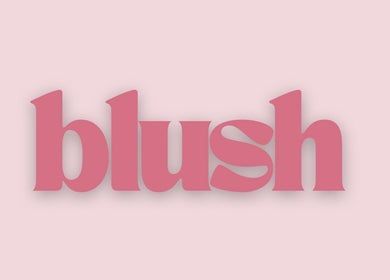Blush beauty venue logo in pink at Johannesburg, Gauteng, ZA on a soft pastel background.