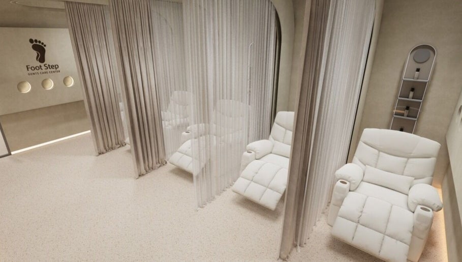 Relaxing lounge chairs at FOOT STEP in Sharjah, Sharjah, AE offering tranquil wellness space.