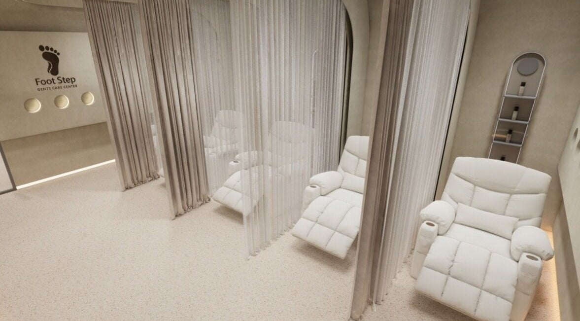 Relaxing lounge chairs at FOOT STEP in Sharjah, Sharjah, AE offering tranquil wellness space.