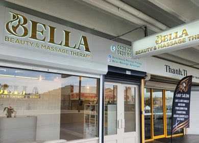 Mặt tiền Bella Beauty Massage Therapy Bankstown, New South Wales, AU với biển hiệu nổi bật.