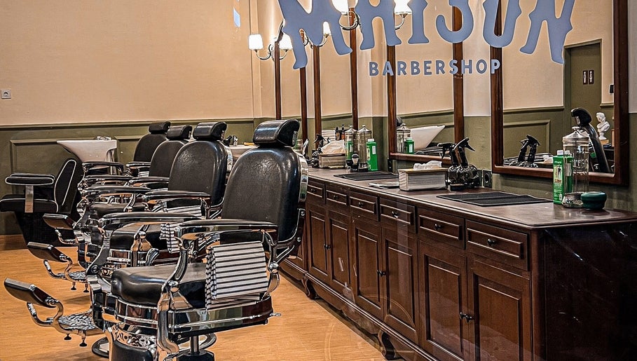 Elegant barber chairs at Maison Barbershop, Bali, Bali, ID showcasing classic style and comfort.