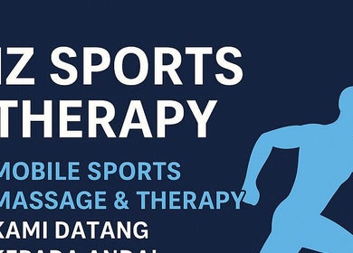 IZ SPORTS THERAPY ad with runner graphic. Location: Johor Bahru, Johor Darul Ta'zim, MY.