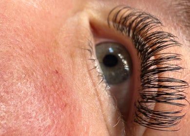 Close-up of lush eyelash extension at Defined Beauty By Evie, Maesteg, Wales, GB.