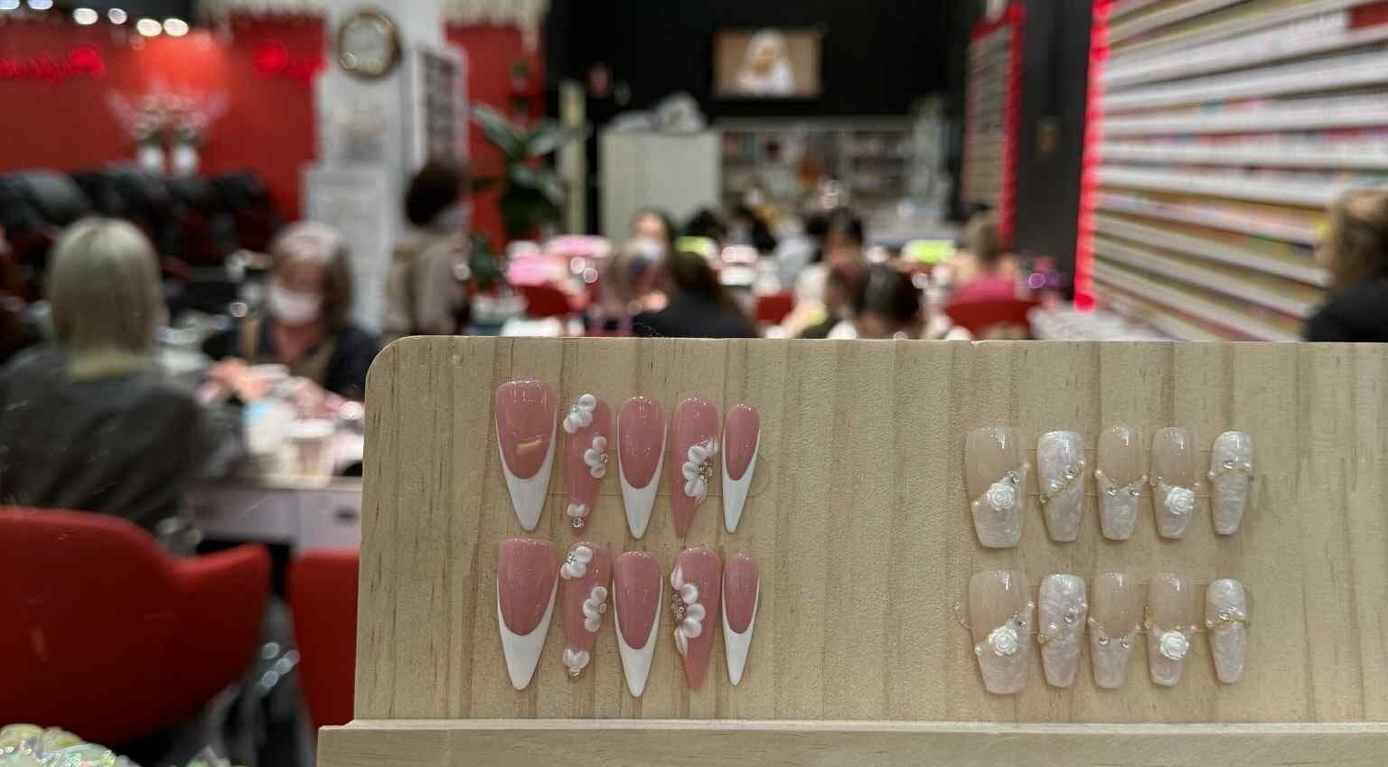 Nail art display at Professionail Westfield Marion in Oaklands Park, South Australia, AU showcasing intricate designs.