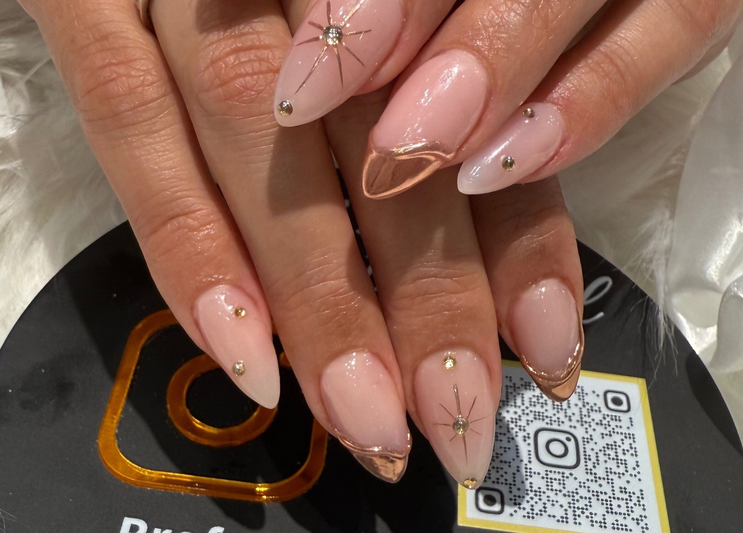 Elegant nail art with gold accents at Professionail Westfield Marion, Oaklands Park, South Australia, AU.
