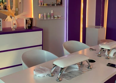Modern nail salon at Mstudios, Cape Town, Western Cape, ZA, featuring stylish decor and manicure stations.