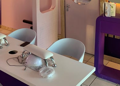 Stylish nail station at Mstudios in Cape Town, Western Cape, ZA showcasing elegant salon design.