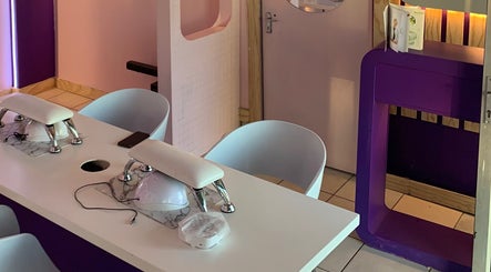 Stylish nail station at Mstudios in Cape Town, Western Cape, ZA showcasing elegant salon design.