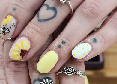 Intricate floral nail art at Velvet Beauty Salon, Wellington, Wellington Region, NZ.
