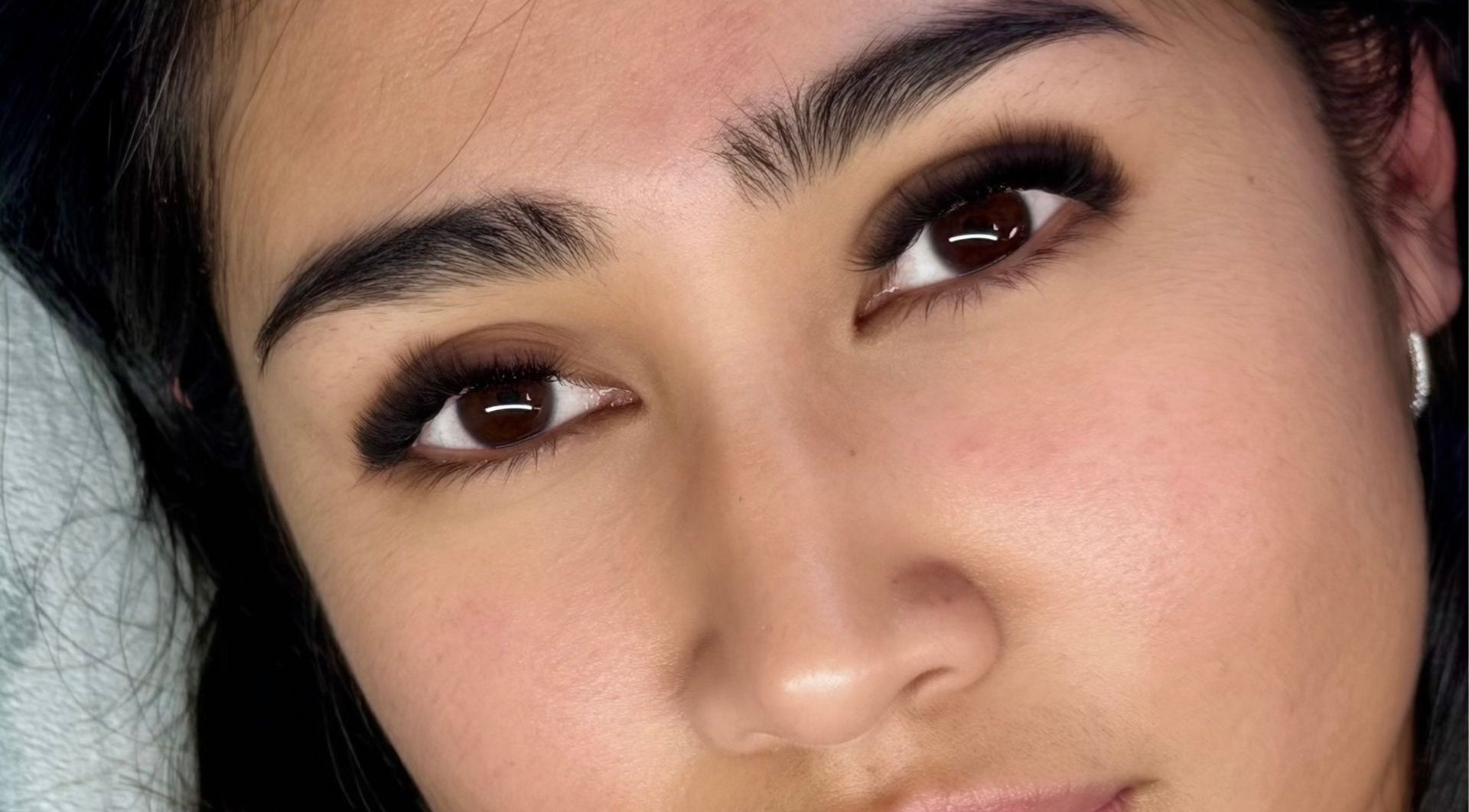 Close-up of lush eyelashes at Touched by Aljoy, Hammond Park, Western Australia, AU.