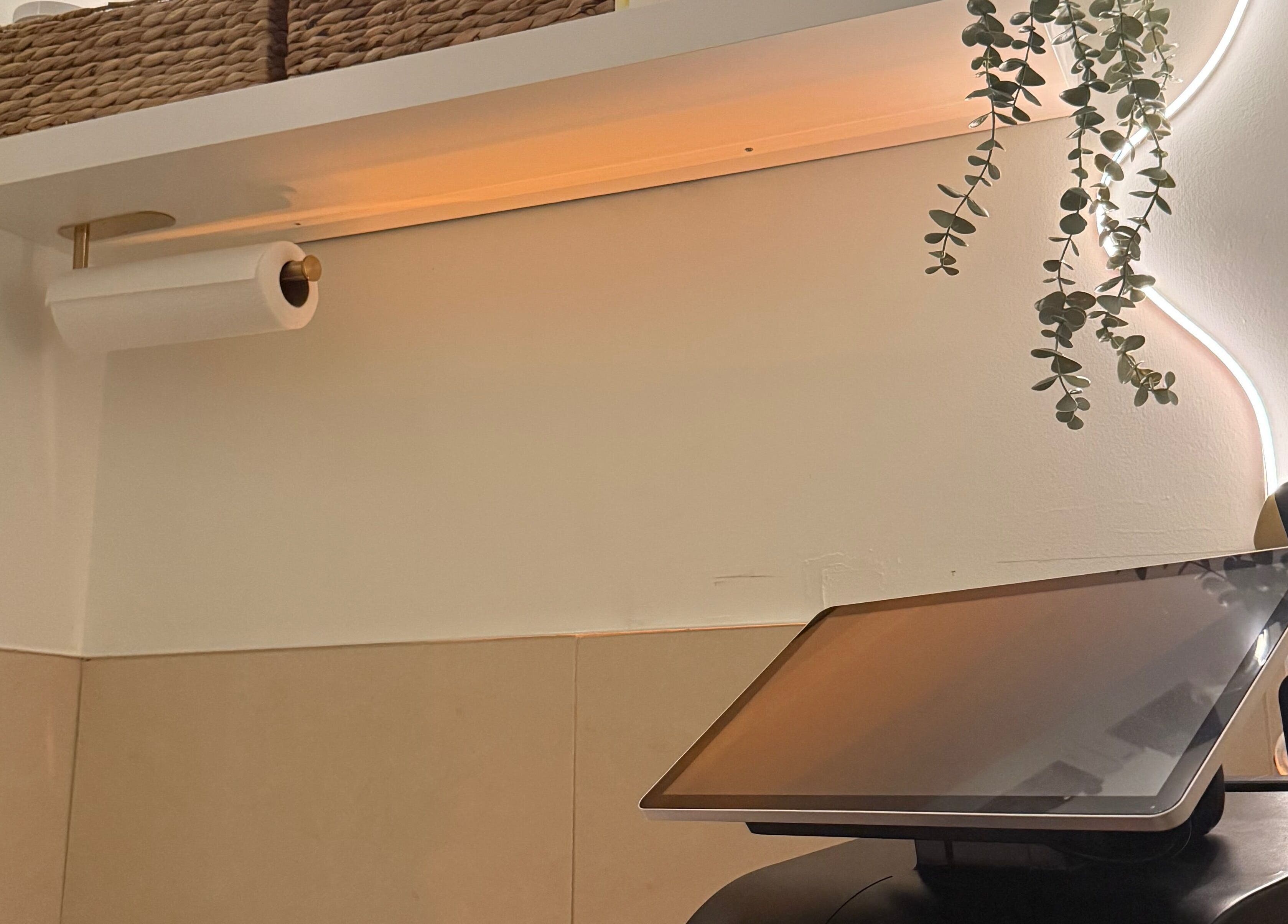 Peaceful workspace with tablet at Nyrelli Skin + Laser, Toronto, Ontario, CA. Modern decor enhances wellness ambience.