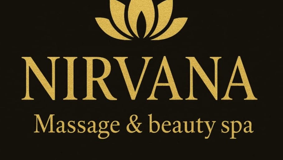 Λογότυπο της NIRVANA MASSAGE AND BEAUTY SPA, Χανιά, GR με χρυσό λωτό στο φόντο.