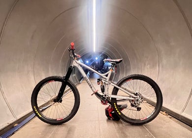 Bicycle displayed inside a sleek tunnel at Bike.solution in Singapore, Singapore, SG.