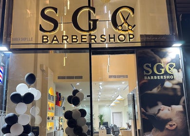 SGC Barbershop front with stylish signage and decor in Dubai, Dubai, AE