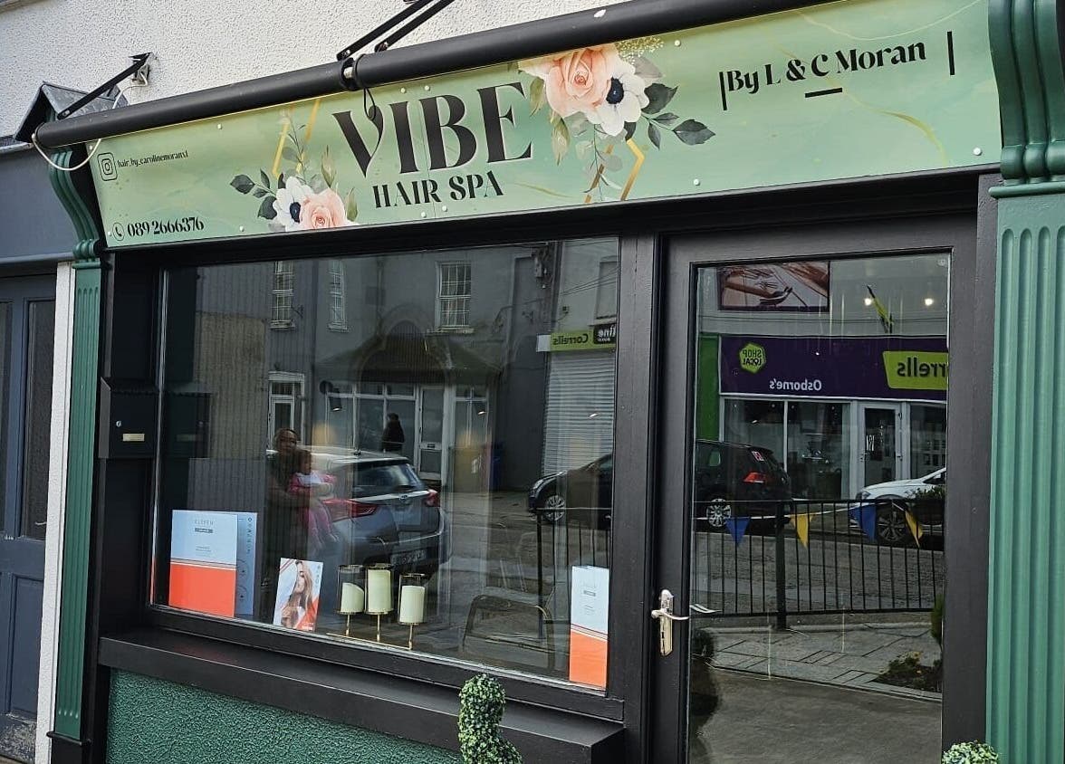 Exterior view of Vibe Hair Spa in Co Wicklow, IE, showcasing the elegant storefront design.