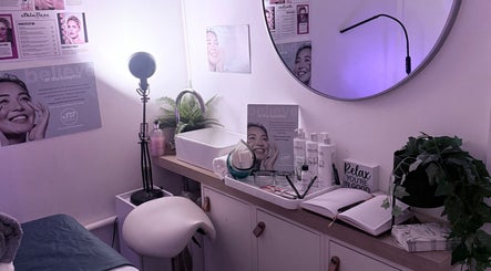 Calming skincare treatment room at Everything skyn, Manchester, England, GB with decor and products.