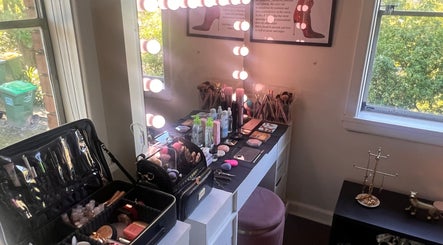 Makeup setup at BELLAFY BEAUTY, Lindfield, New South Wales, AU with brushes and cosmetics on a vanity.