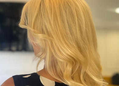 Blonde hair styled perfectly at Hair&Beauty24, Waltham Abbey, England, GB.