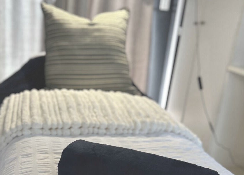 Relaxing spa bed setup at Lavin Laser and Aesthetics in Centurion, Gauteng, ZA.