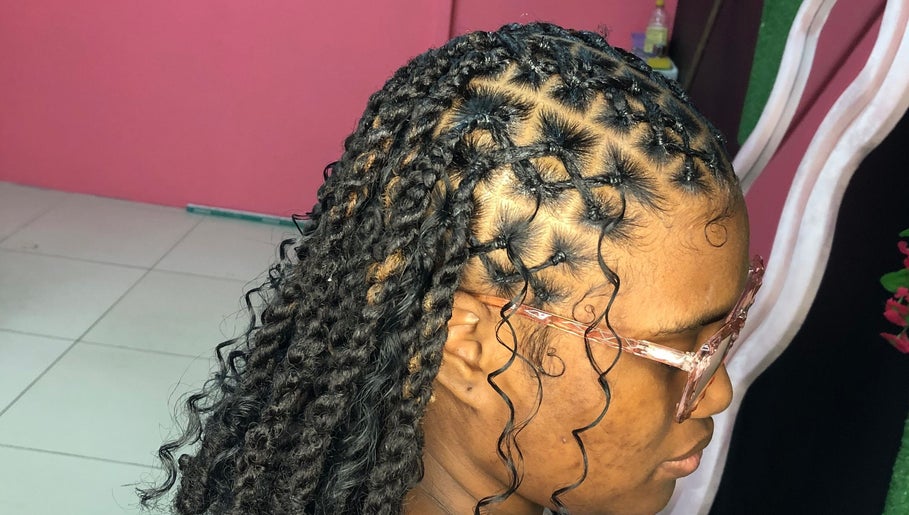 Intricate braided hairstyle at Slayed_By_Christine, Siparia, Siparia Regional Corporation, TT.
