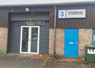 Exterior view of Studio 82 by JD’s beauty bar in Pontyclun, Wales, GB, showcasing entrance and signage.