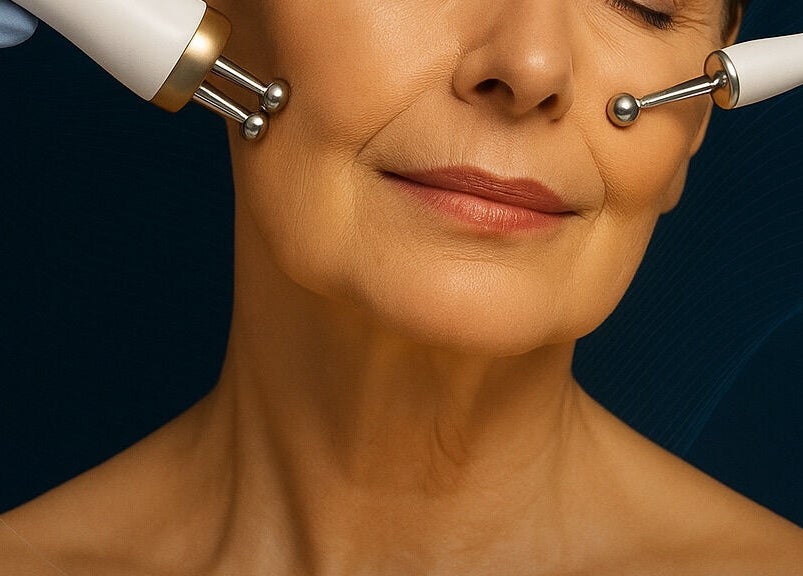 Facial electrotherapy at Alumora Tech Aesthetics, Abingdon, England, GB. Enhancing skin vitality and beauty.