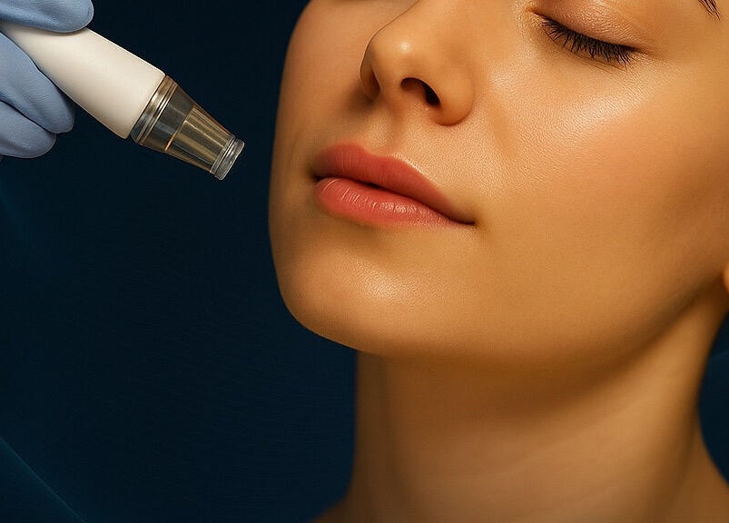 Facial treatment at Alumora Tech Aesthetics, Abingdon, England, GB showcasing advanced skincare techniques.