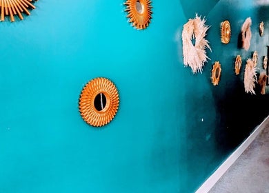 Golden floral wall decor at Orchid Thai massage beauty and spa in Kidsgrove, England, GB.