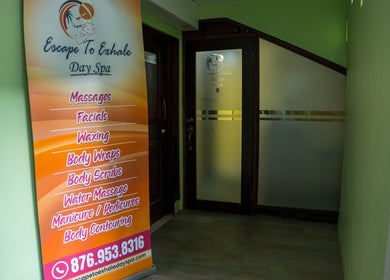 Entrance of Escape To Exhale @ Deja offering spa services in Montego Bay, St. James Parish, JM.
