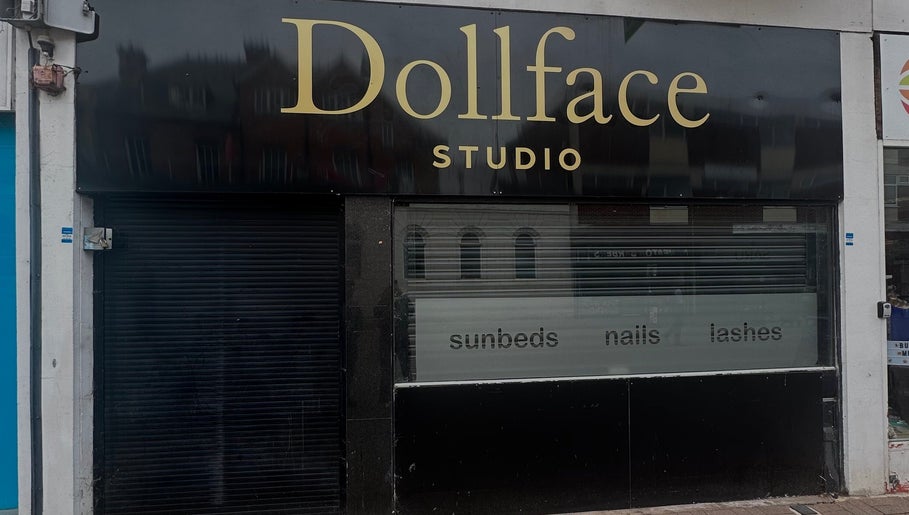 Dollface Studio exterior featuring signage in Nuneaton, England, GB for beauty services.