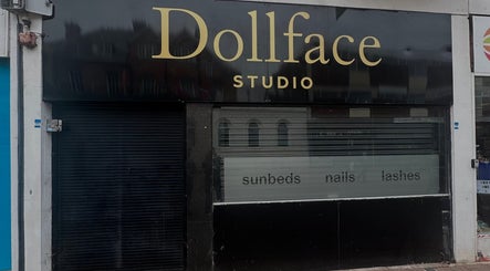 Dollface Studio exterior featuring signage in Nuneaton, England, GB for beauty services.
