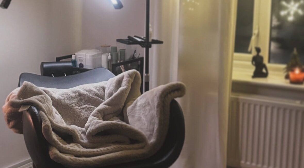 Cozy spa chair with blanket at Formè, Evesham, England, GB inviting relaxation.