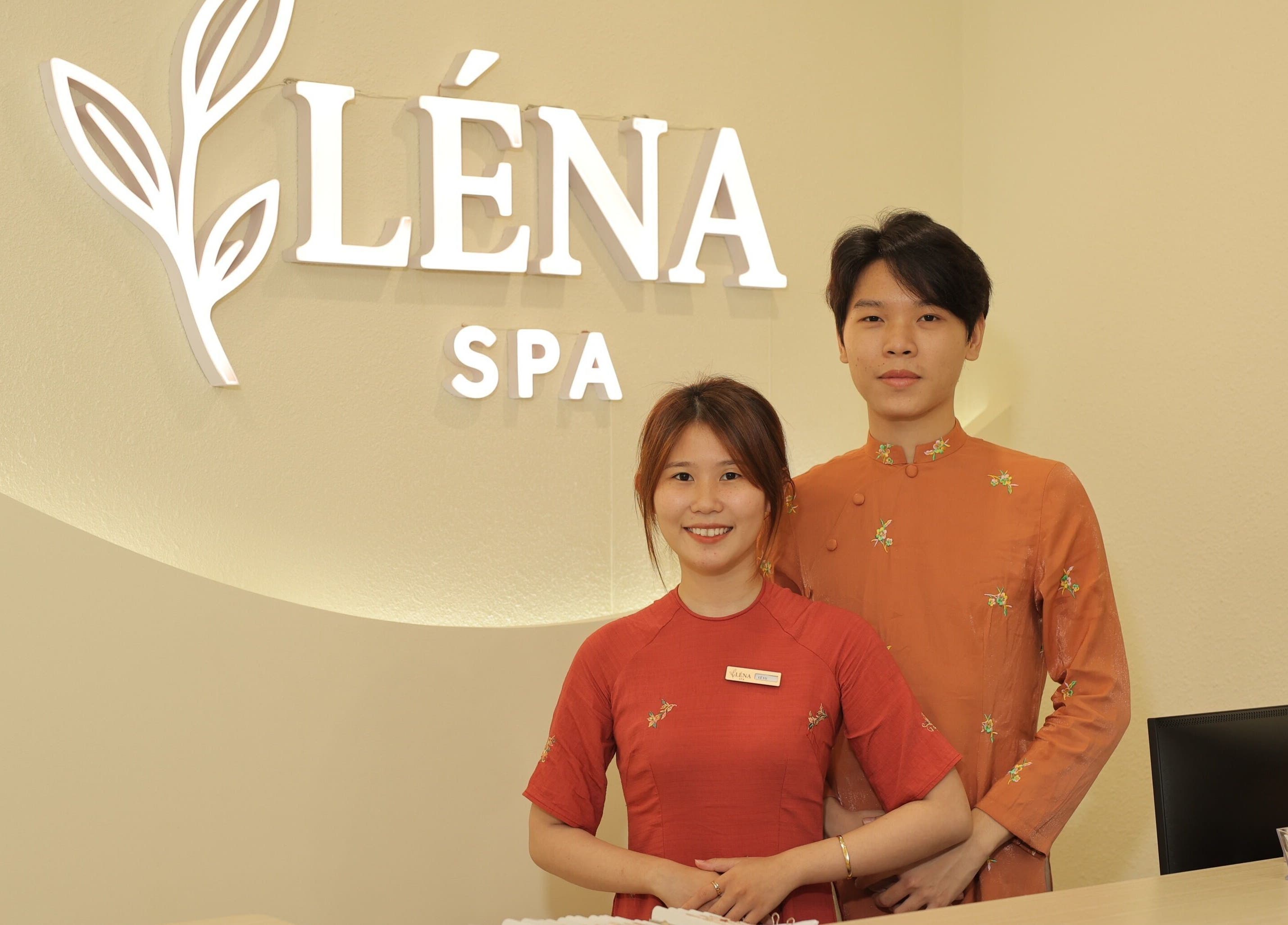 Team at Léna Spa reception in Phu Quoc, Kiên Giang, VN offering a warm welcome.