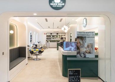 Modern interior of Snow Bear Warringah Mall salon, Brookvale, New South Wales, AU with sleek design.