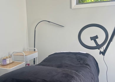 Relaxing massage room at HomeGlow Aesthetics, Christchurch, Canterbury Region, NZ.