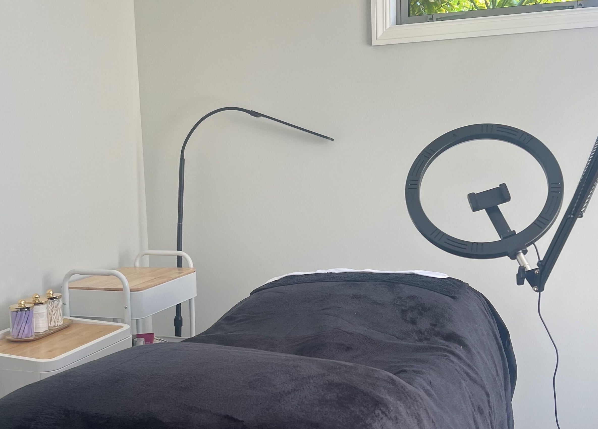 Relaxing massage room at HomeGlow Aesthetics, Christchurch, Canterbury Region, NZ.