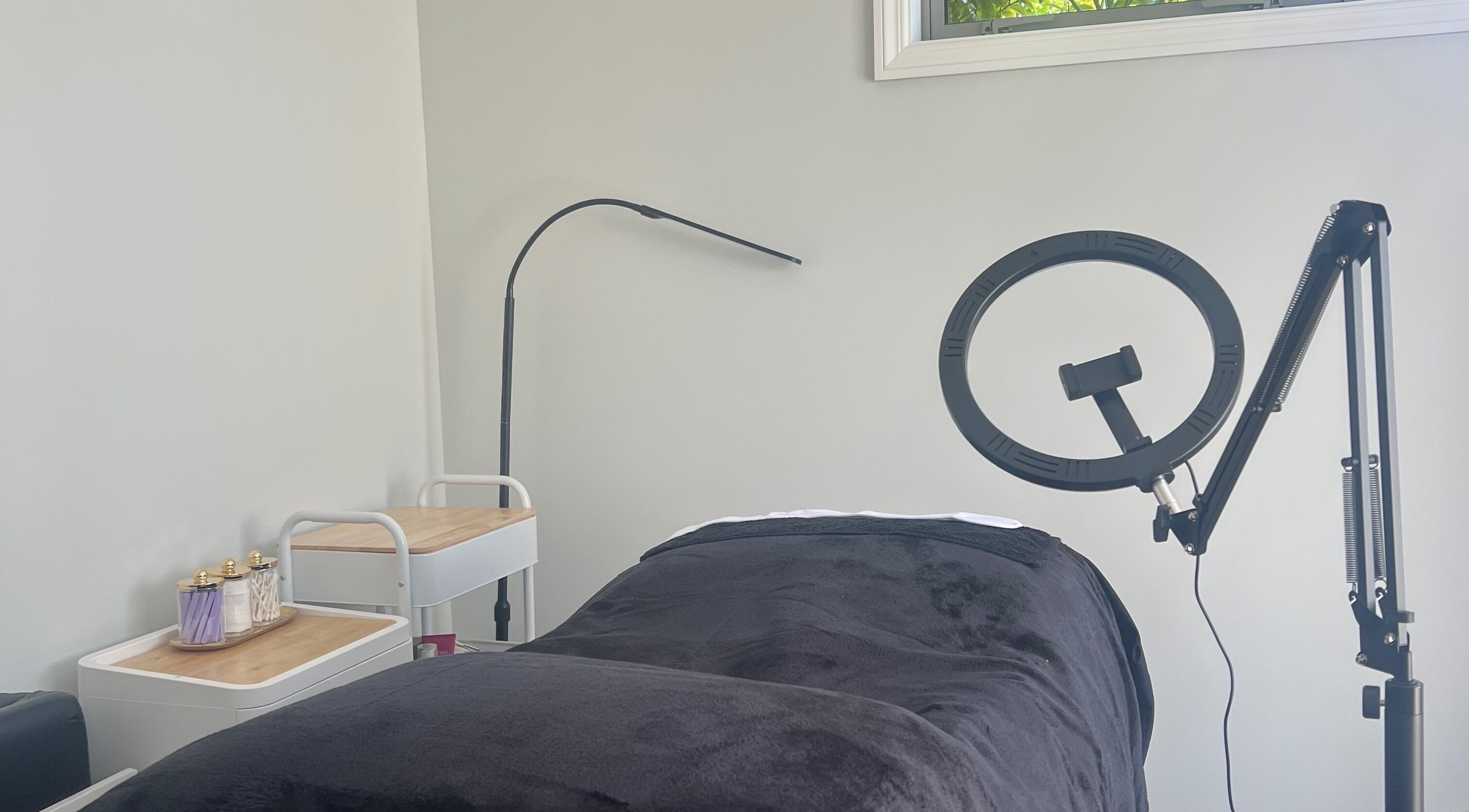 Relaxing massage room at HomeGlow Aesthetics, Christchurch, Canterbury Region, NZ.