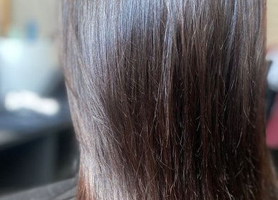 Glossy straight hair by Lucy Hairstylist @ Cape & Scissors, Mossel Bay, Western Cape, ZA.