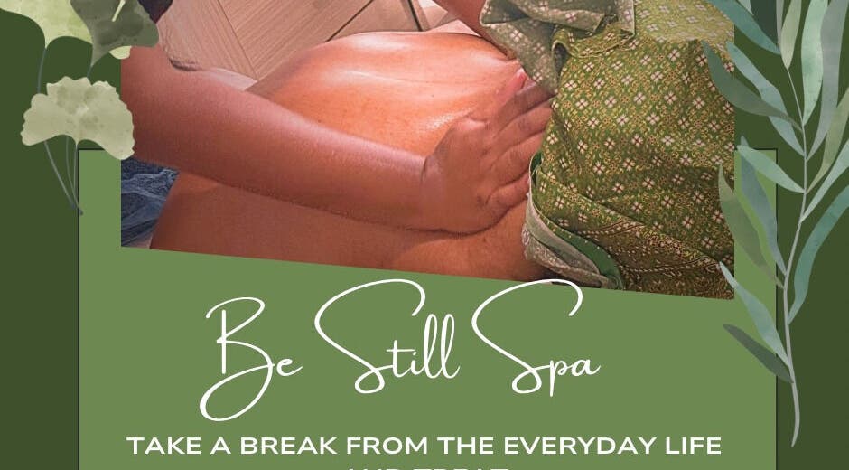 Relaxing massage at Be Still Spa, Roche Caiman, SC featuring calming green decor and soothing therapy.
