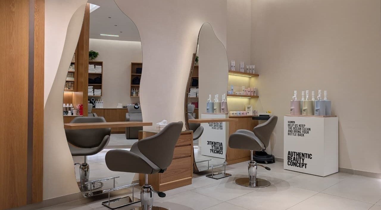 Modern hair styling chairs inside Class and Creation Ladies Beauty Salon, Abu Dhabi, AE.