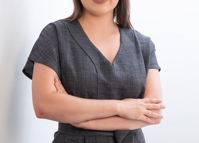 Confident staff member at Blissful Beauty by Becky, Coleshill, England, GB in a stylish outfit.