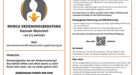 Informationsflyer von Mobile Erziehungsberatung Hannah Weinzierl in Osterhofen, Bayern, DE.