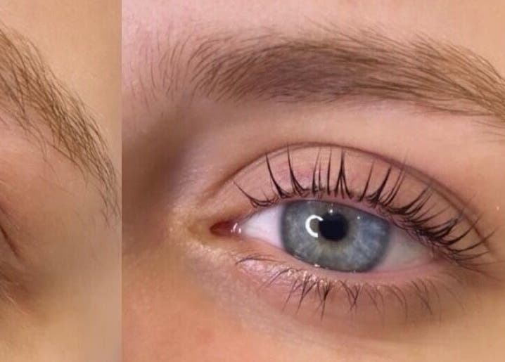 Before and after lash enhancement at Luxe Lashes, Warrington, England, GB.